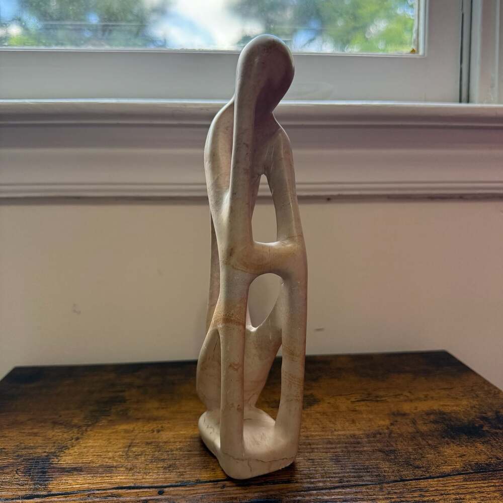 Hand Carved African Soapstone Abstract Thinker Sculpture 8"